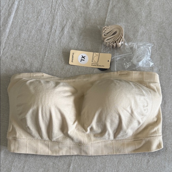 Truekind Convertible Strapless Bandeau Bra – Nude Beige, Size XL – With Straps - Picture 1 of 7